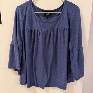 W5 Blue Textured Blouse